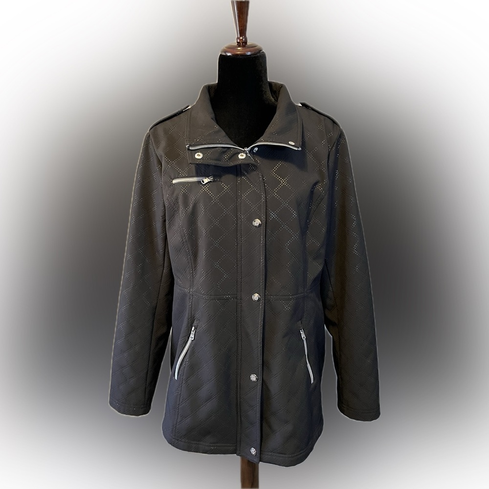 Jessica Simpson Black Quilted Diamond Pattern Jacket size XL